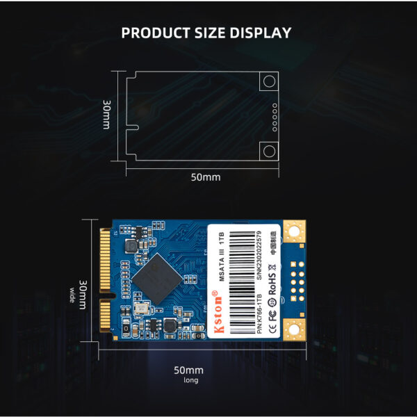 Kston-Disco Rígido Interno de Estado Sólido para Laptop HP, SSD MSATA 3050mm,128GB, HDD para computador, 3x5cm