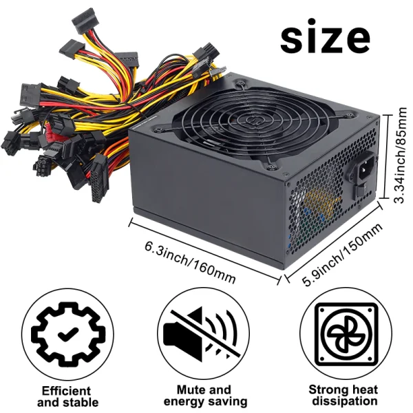 Fonte de Alimentação ATX 2400W - Suporte 8 cartões GPU - Image 7