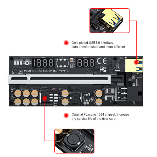 Riser ver.016 - Adaptador de cartão de vídeo PCI-EX para USB 3.0 (kit completo) - Image 3