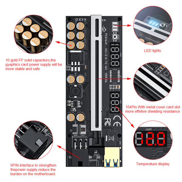 Riser ver.016 - Adaptador de cartão de vídeo PCI-EX para USB 3.0 (kit completo) - Image 5