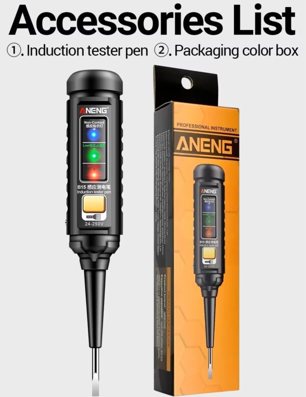 ANENG B15 Chave de Fenda Elétrica Profissional Detecção de Tensão AC Teste de Indução Destaque Luz Colorida