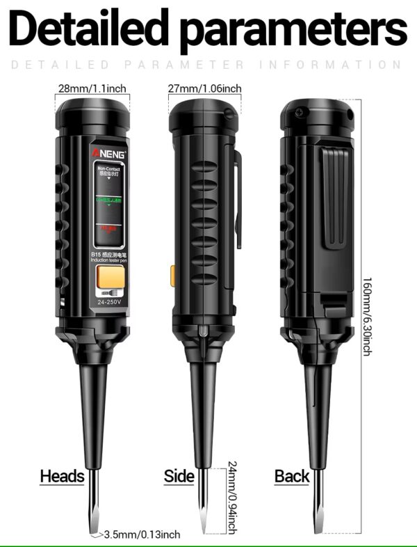 ANENG B15 Chave de Fenda Elétrica Profissional Detecção de Tensão AC Teste de Indução Destaque Luz Colorida - Image 3