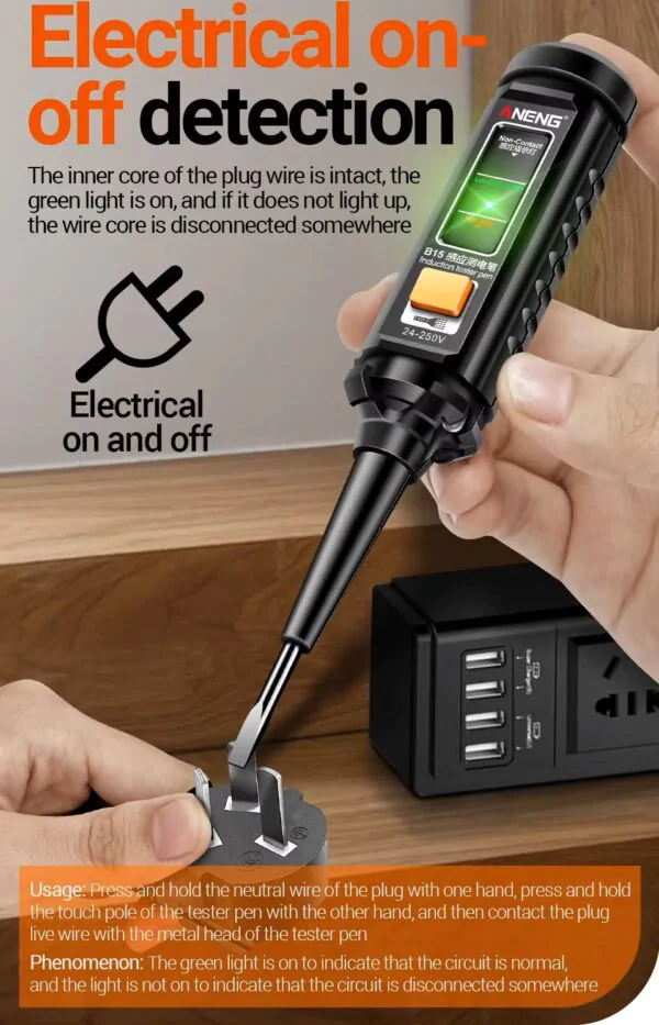 ANENG B15 Chave de Fenda Elétrica Profissional Detecção de Tensão AC Teste de Indução Destaque Luz Colorida - Image 5